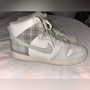 Nike Plaid High-Top Sneakers in Gray and White
